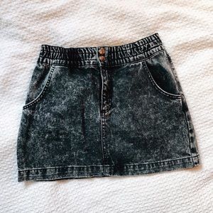 Black denim mini skirt